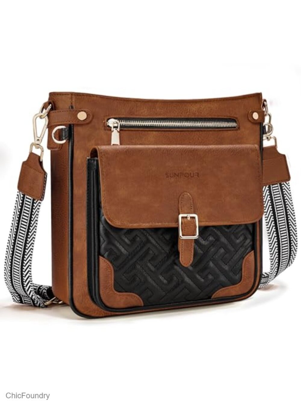Large Vegan Leather Crossbody Purse with RFID Blocking